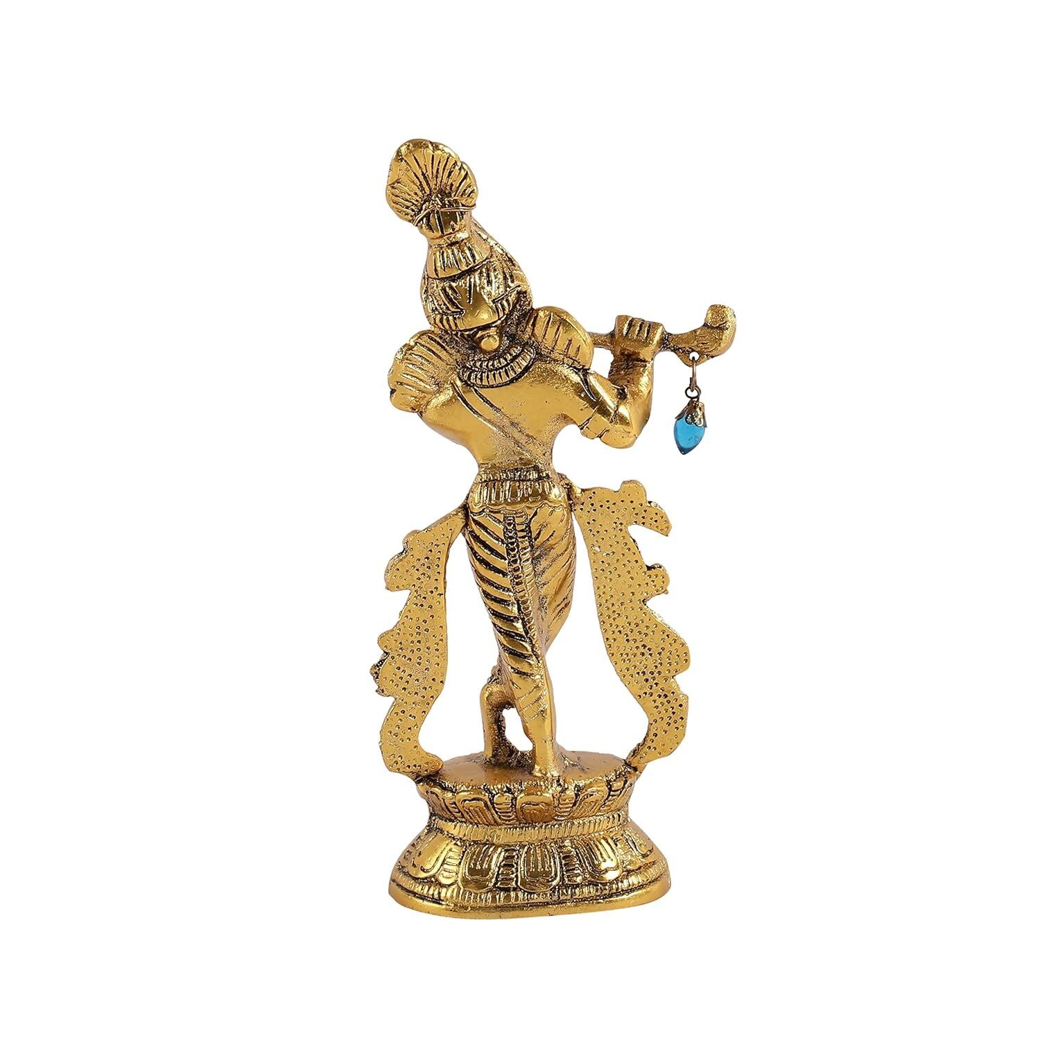 Purestory Lord Krishna Metal Statues Playing Flute - Distacart
