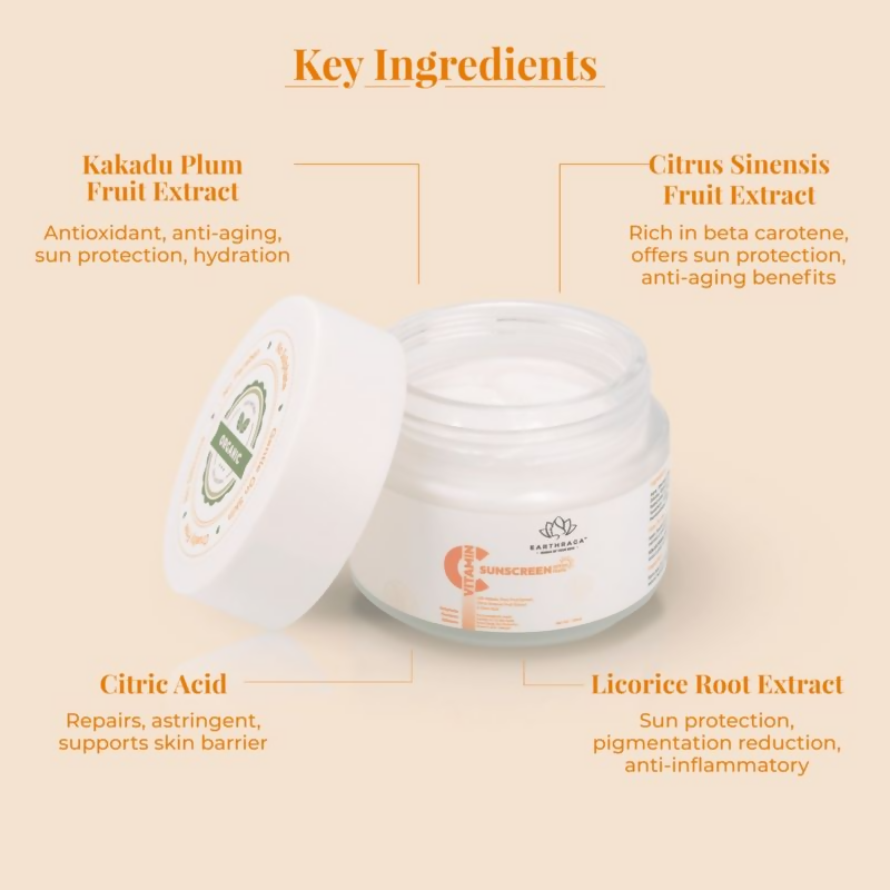 Earthraga Vitamin C Sunscreen SPF 50 Matte - Distacart
