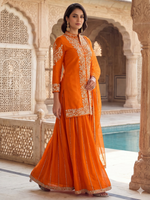 Thumbnail for Teeya Creation Womens New Trendy Silk With Heavy Embroiedery With Sequence Work Kurta Set - Dista