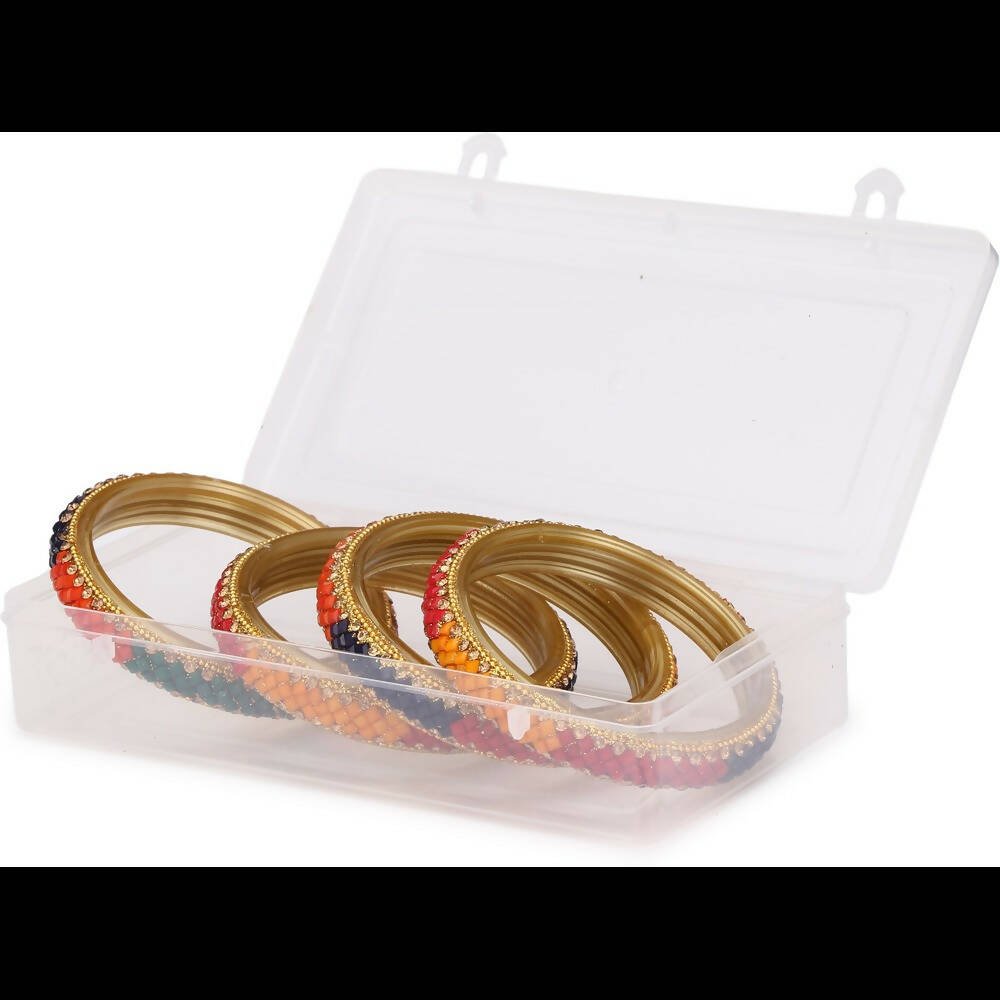 Afast Bridal Wedding & Party Fashionable Colorful Glass Bangle/Kada Set, Pack Of 4 - Multicolor - Distacart