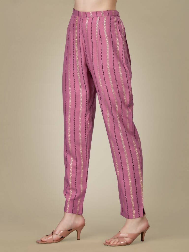 Aastha Fashion Women's Purple Rayon Embroidered Kurta Pant Set - Distacart