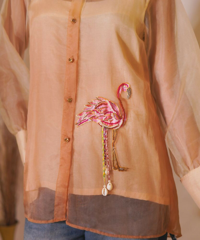 Timaraa Flamingo Whisper Ombre Organza Shirt - Dista