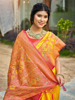 Thumbnail for Astita Yellow Soft Silk Saree