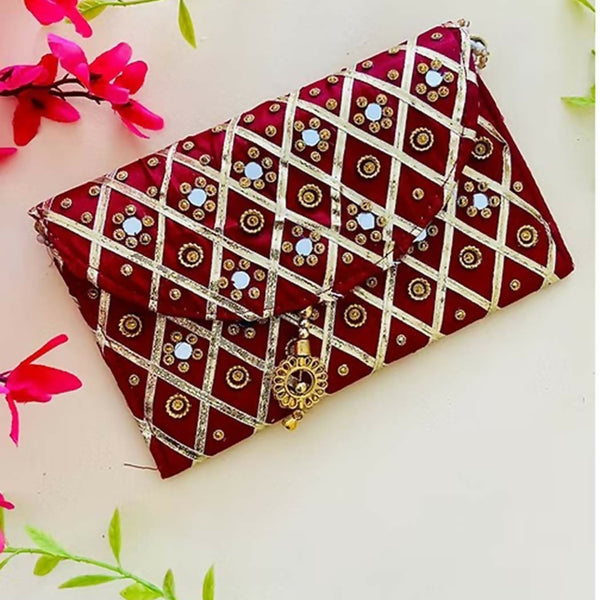 Joban Fashion Clutch Bag With Magnetic Lock - Maroon - Dista
