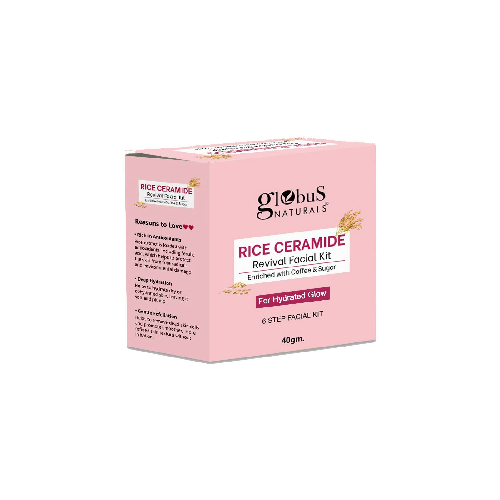 Globus Naturals Rice Ceramide 6 Step Facial Kit For Korean Glass Skin - Distacart