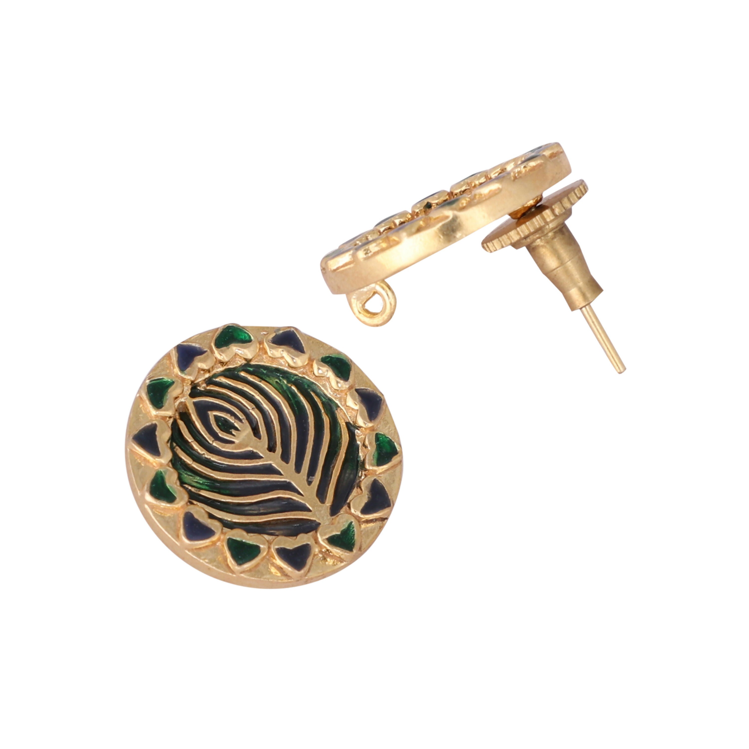 Nuyug 22K Gold Plated Contemporary Round Shaped Enamel Studs