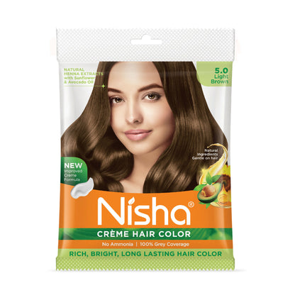 Nisha Creme Hair Color for Women - Light Brown - Distacart