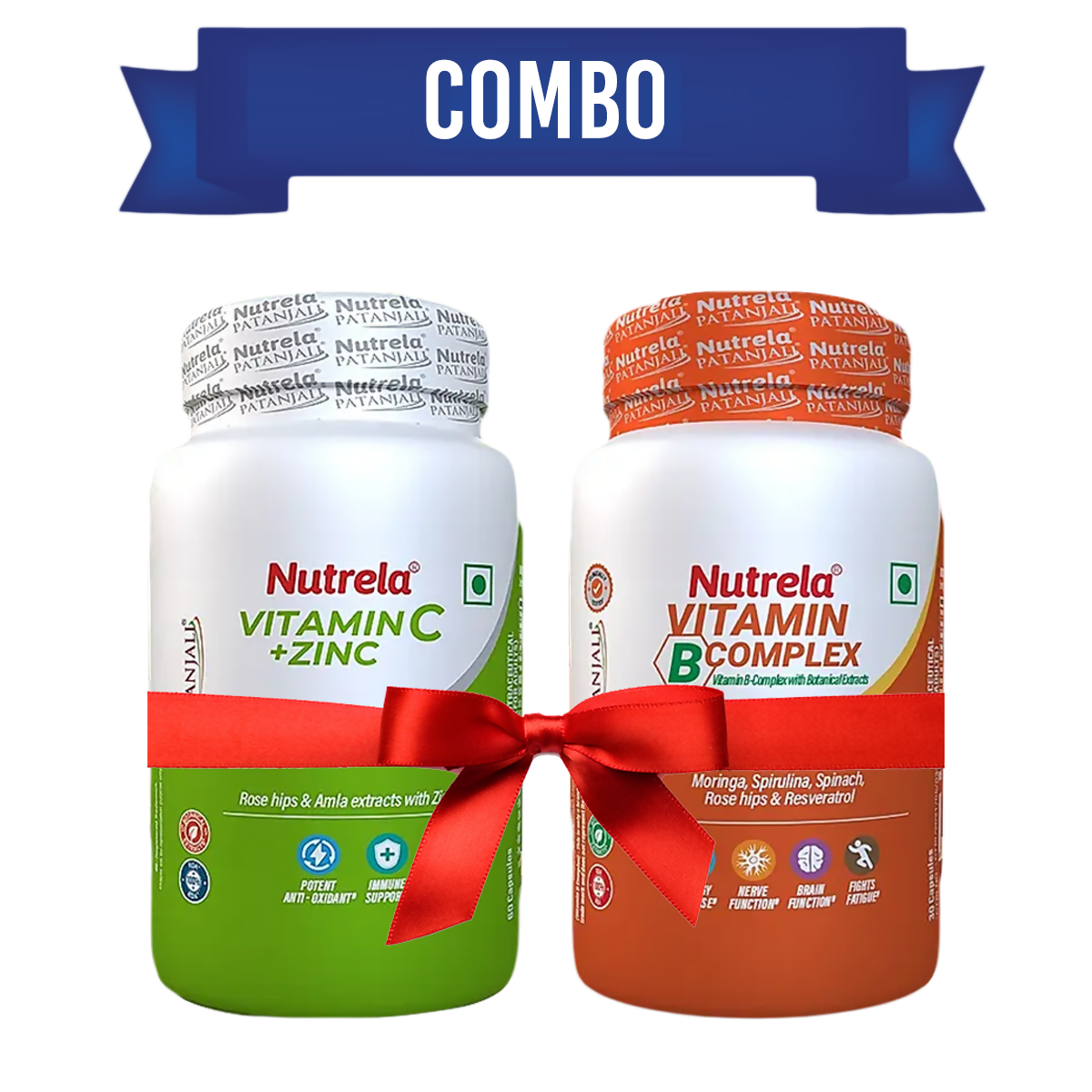 Patanjali Nutrela Vitamin C & Zinc + B-Complex Capsules Combo - Distacart