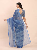 Thumbnail for Astita Linen Cotton Indigo Blue Saree
