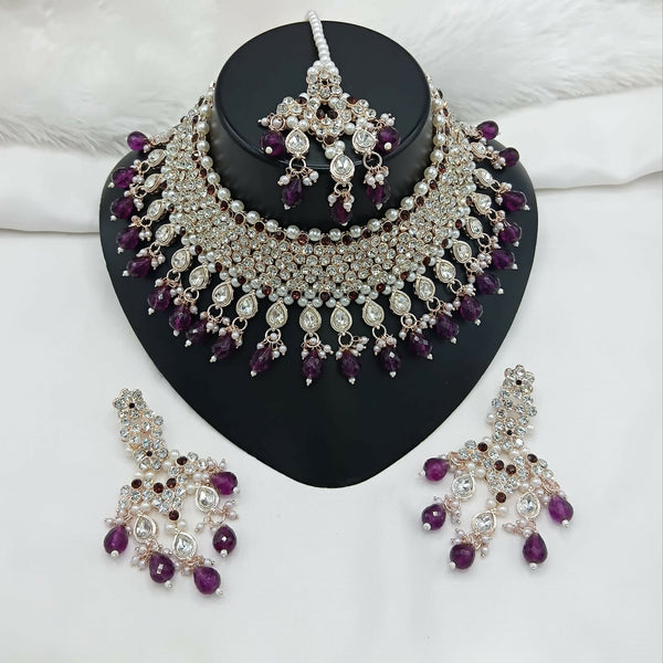 Joban Fashion Women Purple Stone Work Necklace Set - Distacart