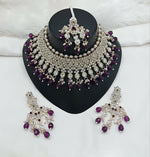 Thumbnail for Joban Fashion Women Purple Stone Work Necklace Set - Distacart