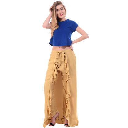 Asmaani Beige Color Plain Ruffle Palazzo