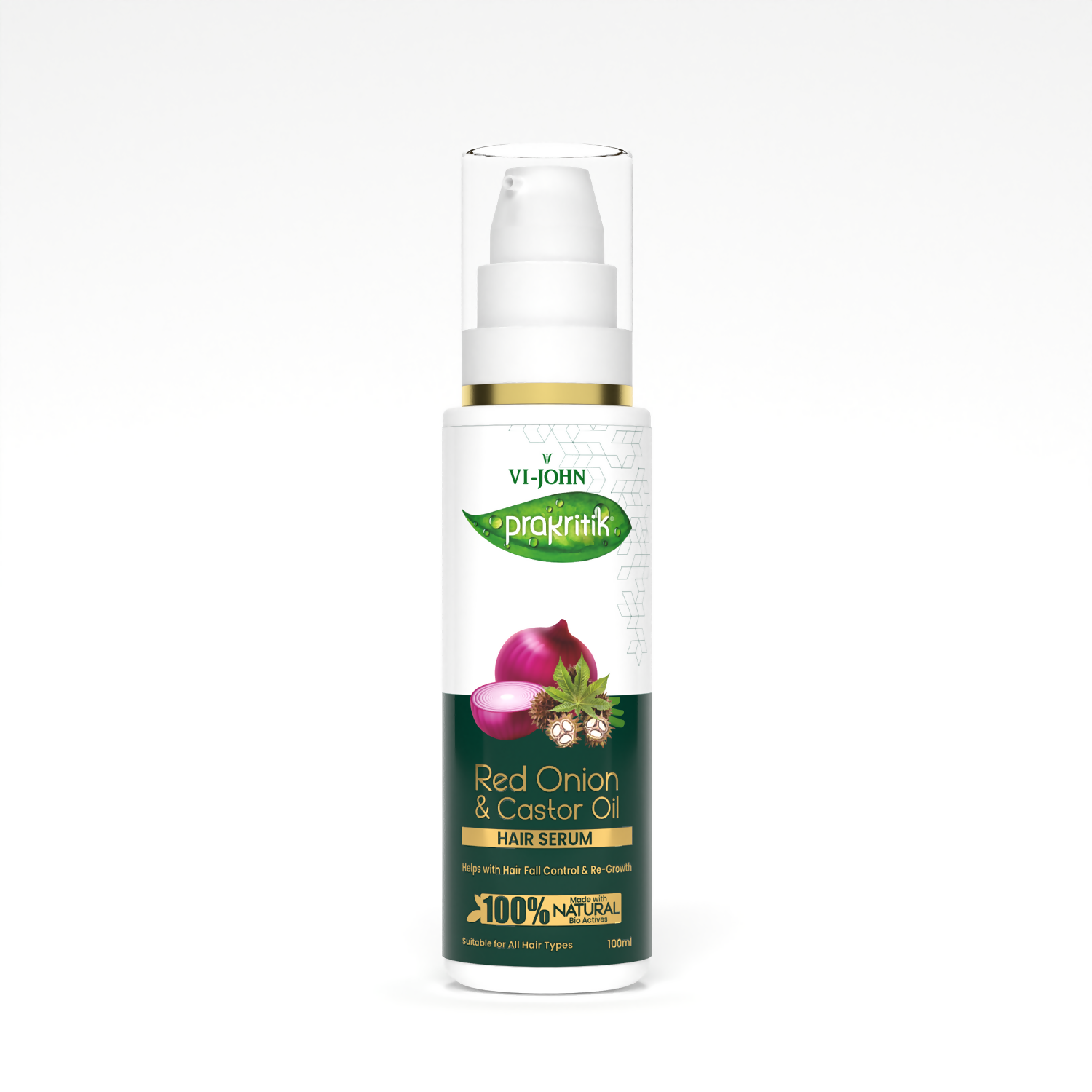 VI-JOHN Prakritik Red Onion & Castor Oil Hair serum, Reduces Hair Loss, 100% Natural Bio Actives Hair Oil - Distacart