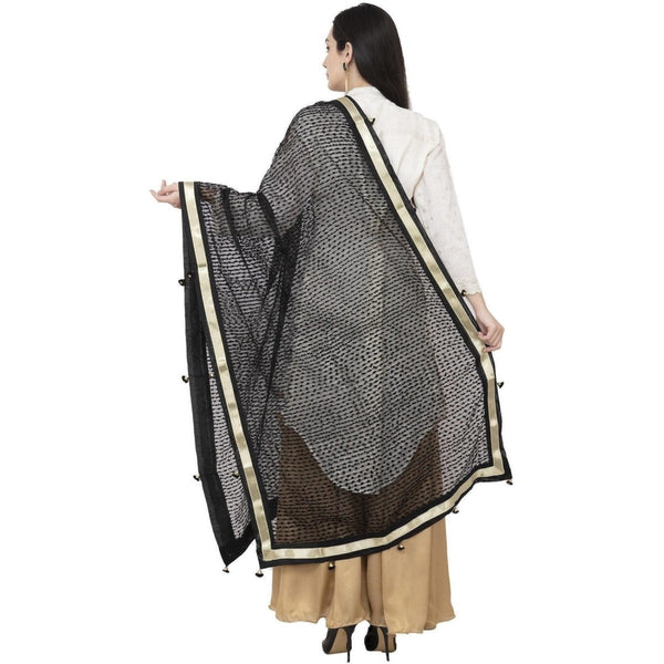 A R SILK Payal Pum Pum Fancy Dupatta Black Color Dupatta or Chunni