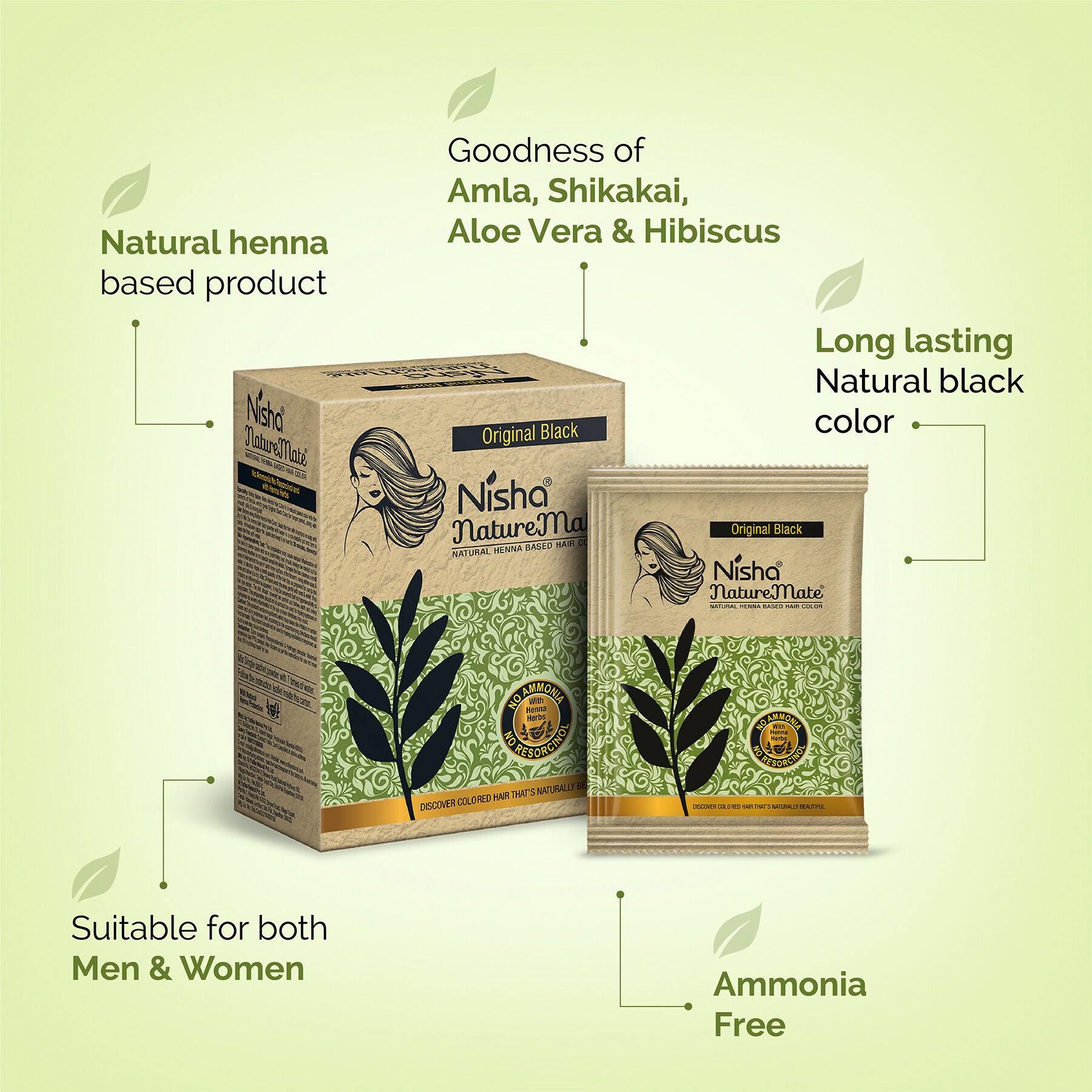 Nisha Naturemate Natural Henna-Based Hair Color - Original Black - Distacart