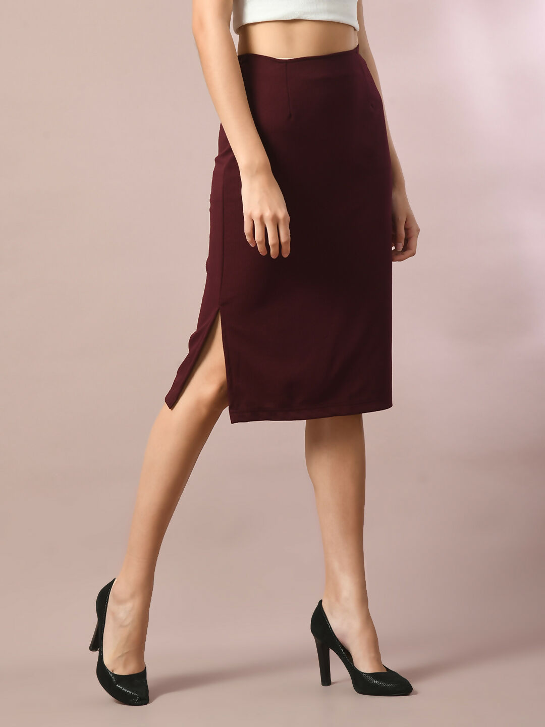 Myshka Women's Brown Solid Knee Length Party Embellished Skirts - Distacart
