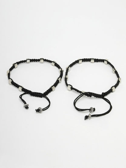 NVR Women's Evil Eye Adjustable Black Anklets - Distacart