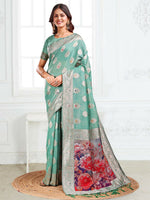 Thumbnail for Astita Linen Cotton Rama Green Saree