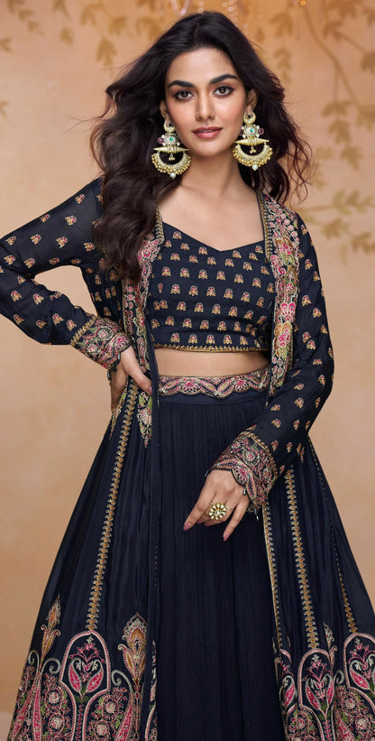 Anaita Black Chinon Readymade Suit with Heavy Embroidery & Sequence Work - Distacart
