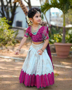 Thumbnail for Jyoti Fashion Classy Wine Heavy Chenille Sequins Embroidered Kids Lehenga Choli Set - Distacart
