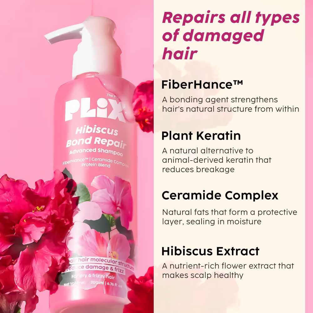 PLIX The Plant Fix Hibiscus Bond Repair Advanced Shampoo + Conditioner - Distacart