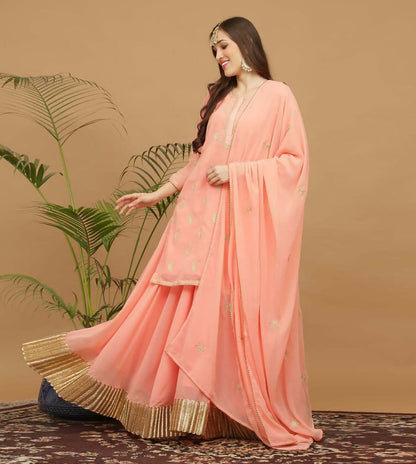 Joban Fashion Lite Beige Georgette Lehenga Set - Distacart