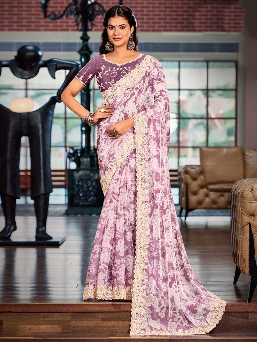 Anouk Sequinned Pure Chiffon Saree - Distacart