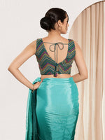 Thumbnail for Joban Fashion Cobalt Blue Net Padded Blouse With V Neck Sleeveless - Distacart