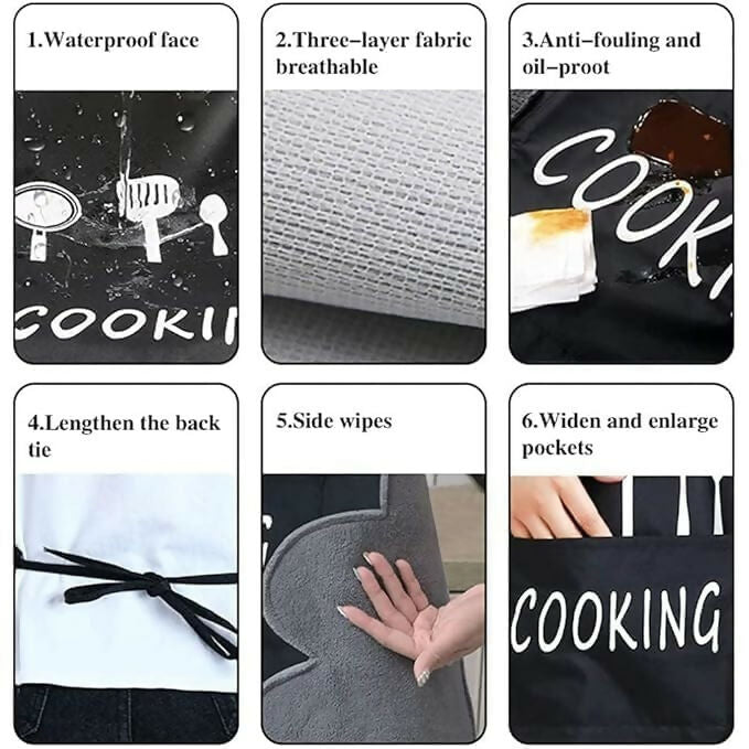 Klimet Waterproof Kitchen Apron For Women-Black - Dista