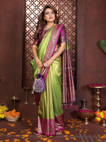 Thumbnail for Aastha Fashion Green Tissue Silk Weaving Saree - Distacart