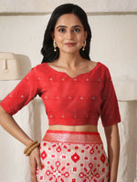 Thumbnail for Astita Linen Cotton Red & White Saree