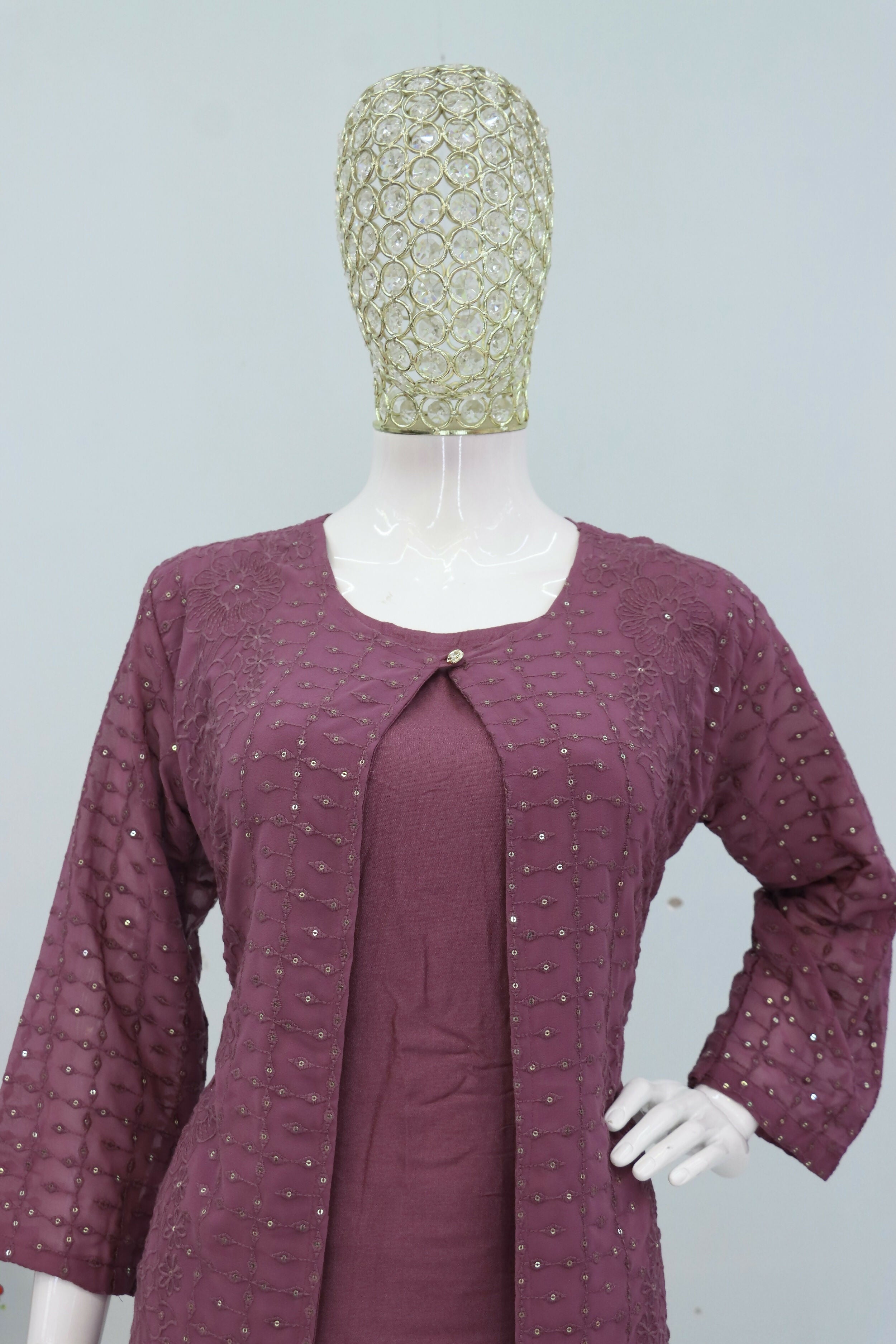 Teeya Creation Onion Color Faux Georgette Party Wear Designer Co Ord Set - Distacart