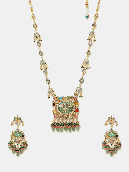 Ruby Raang Kundan Haar With Matching Earrings - Distacart