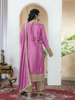 Thumbnail for Teeya Creation Baby Pink Color Chinnon Silk Embroidery Work Fully Stitched Salwar Suit
