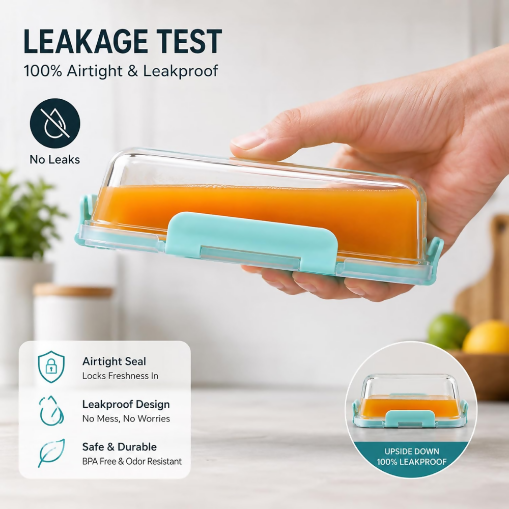 Cutting Edge Rectangular Glass Detachable Container - Green - Dista