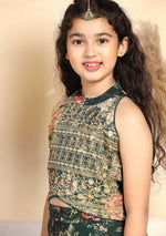 Thumbnail for Joban Fashion Girl's Bottle Green Color Lehenga Choli