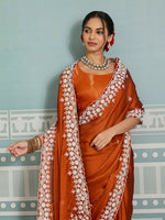 Thumbnail for Teeya Creation New Trendy Party Wear Soft Silk Saree-Orange - Dista