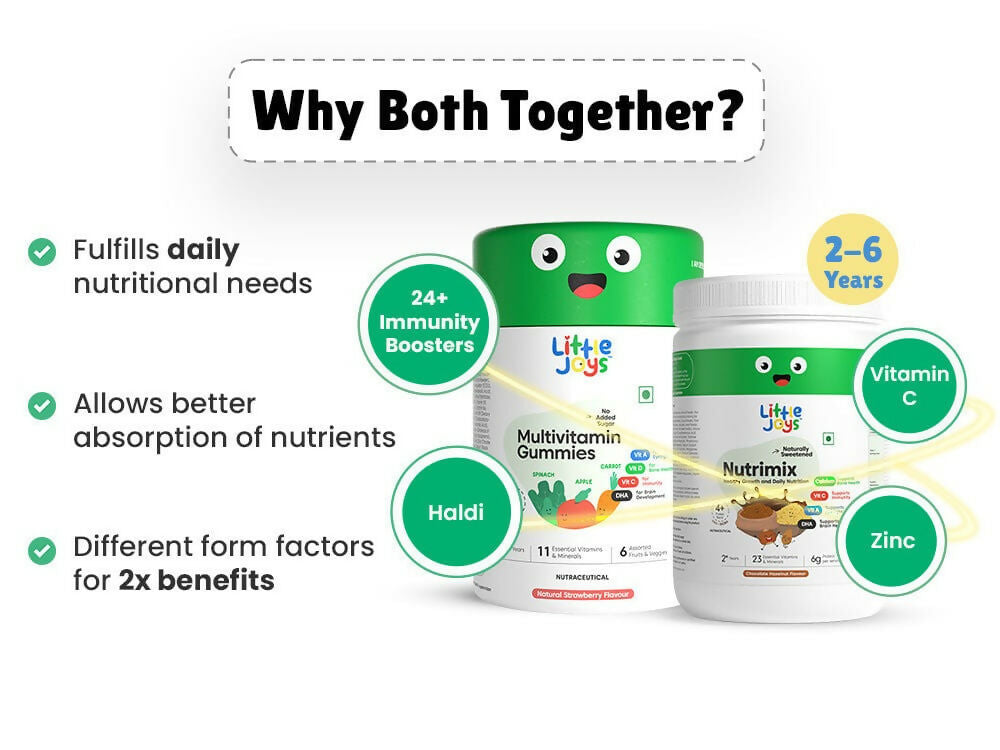 Little Joys Nutrimix Powder Hazelnut Chocolate + Multivitamin Gummies Combo - Distacart