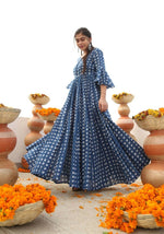 Thumbnail for Aastha Fashion Women's Blue Cotton Silk Digital Printed Anarkali Dress - Distacart