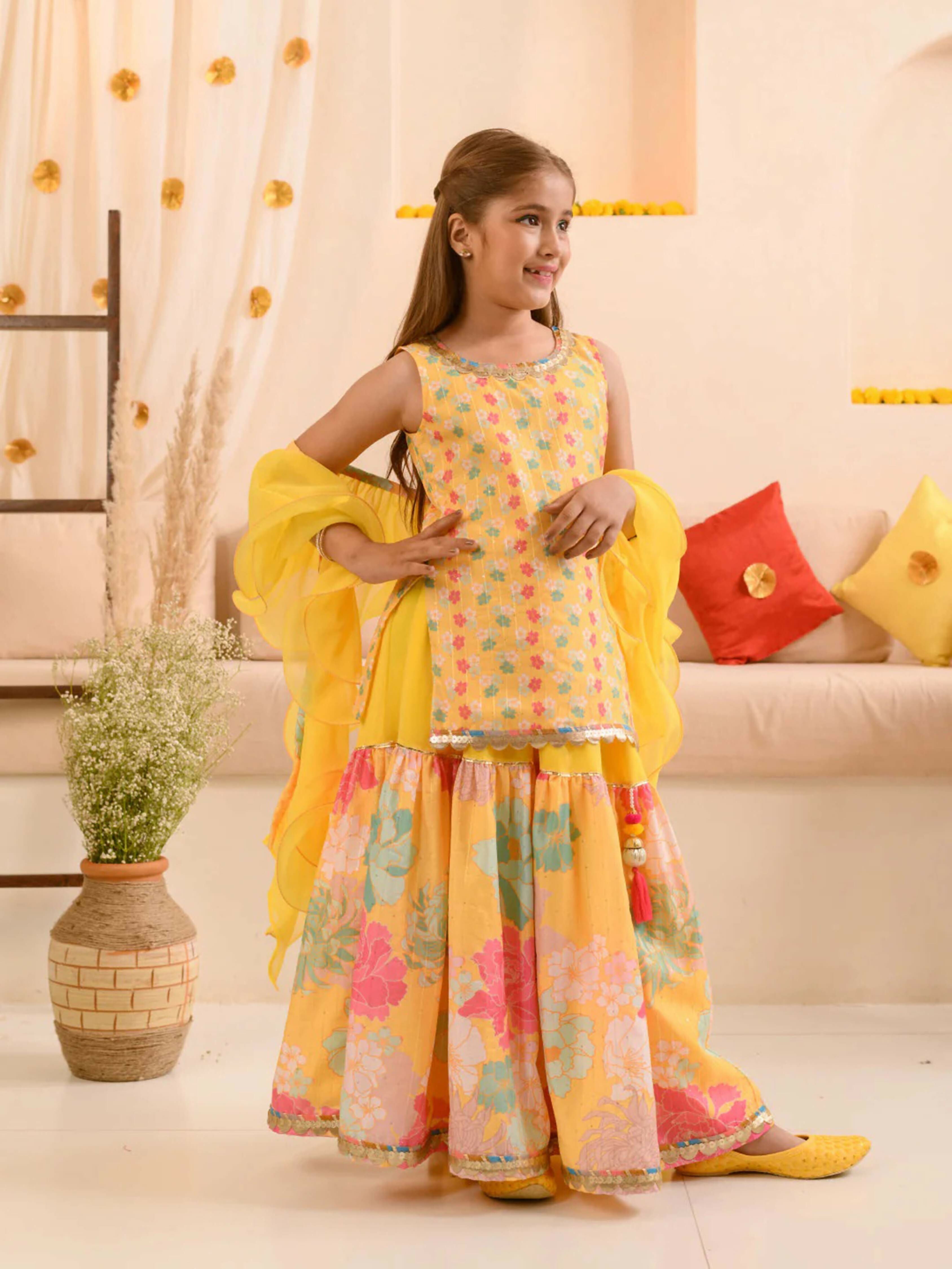 Joban Fashion Girl's Yellow Color Lehenga Choli