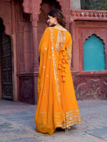 Thumbnail for The52 Women's Beautiful Faux Georgette Fabric Embroidery Work Flared Anarkali Pant and Dupatta Set - Distacart