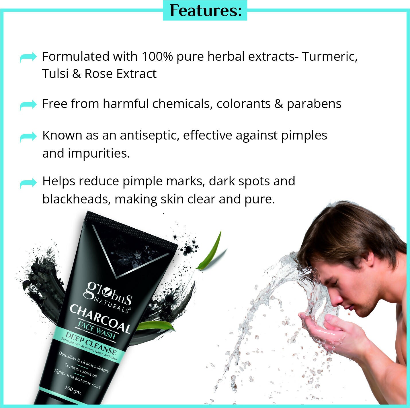Globus Naturals Charcoal Face Wash - Distacart