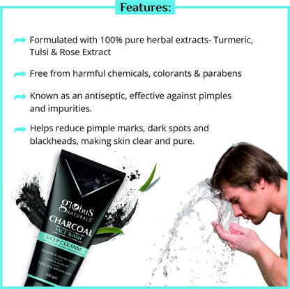 Globus Naturals Charcoal Face Wash - Distacart