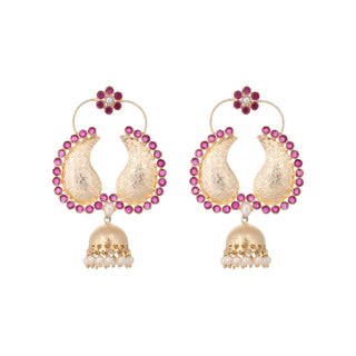 Nuyug 22K Gold Plated Pink Paisley Bloom Earrings