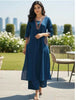 Miravan Womens Blue Straight Kurta With Palazzo Set - Dista