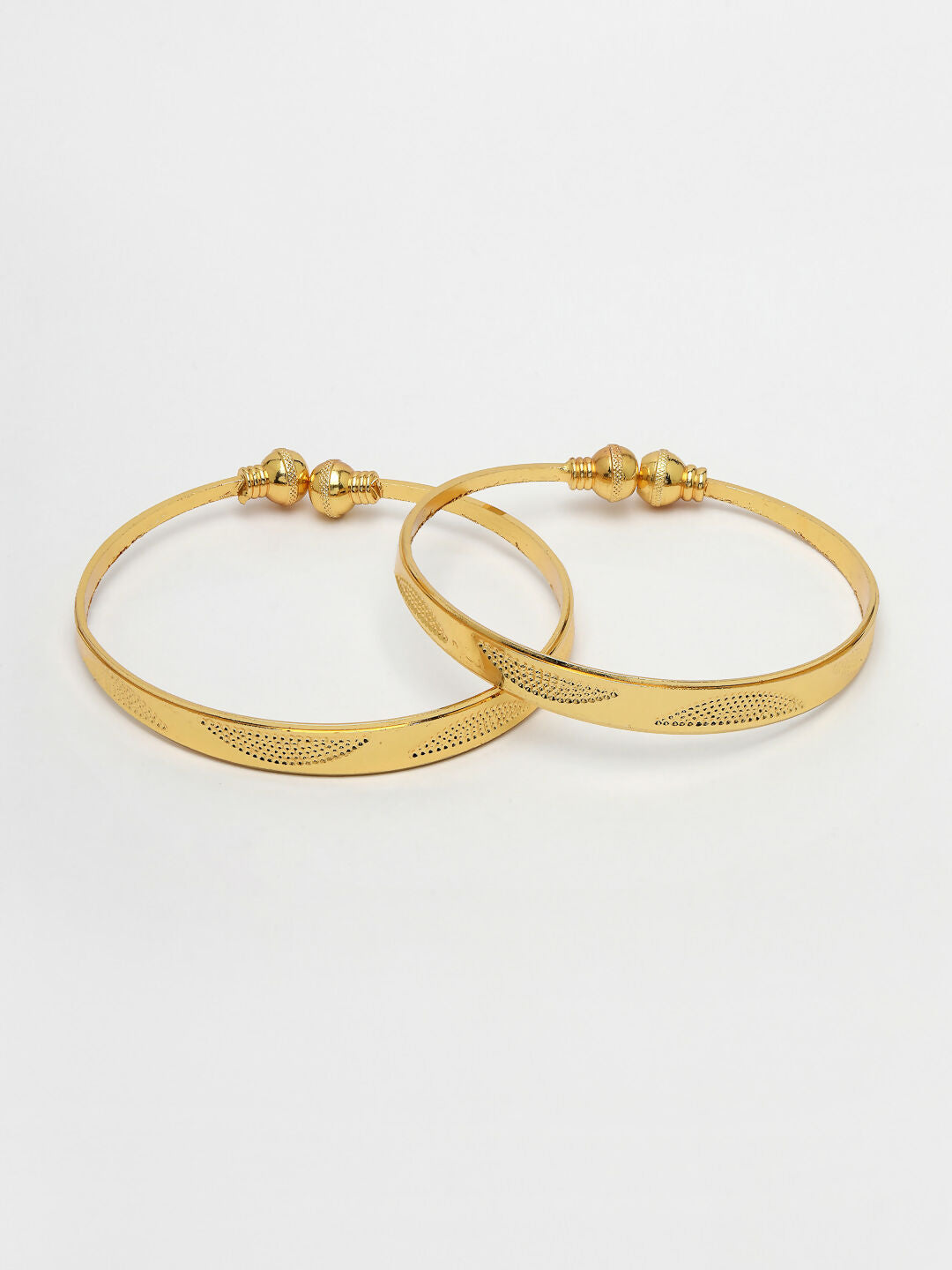 NVR Women's Set of 2 Gold-Plated Handcrafted Adjustable Bangles - Distacart