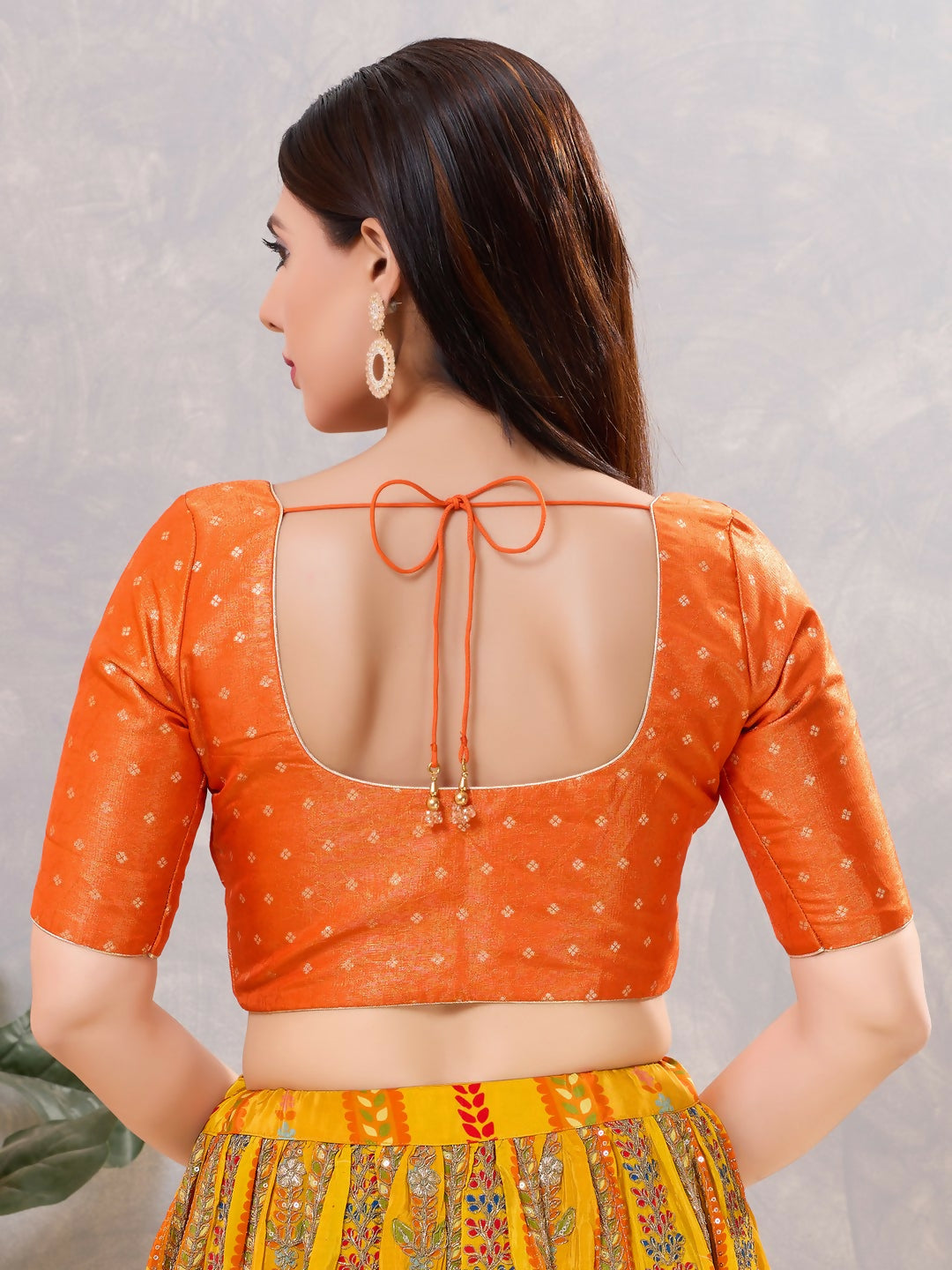 Joban Fashion Women Silk Orange Stitched Blouse - Distacart