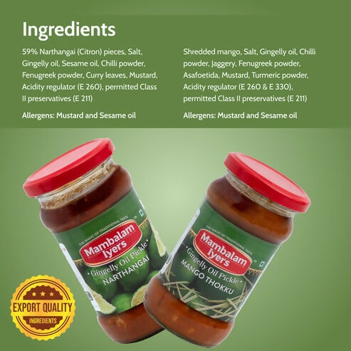 Mambalam Iyers Narthangai & Mango Thokku Pickle Combo - Distacart