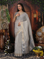 Thumbnail for Astita Organza Gray Saree