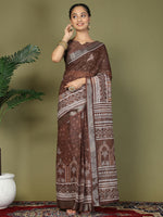 Thumbnail for Astita Cotton Brown Saree